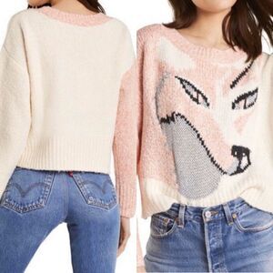 Wildfox Sable Fox knit cropped oversize sweater Medium soft and cozy